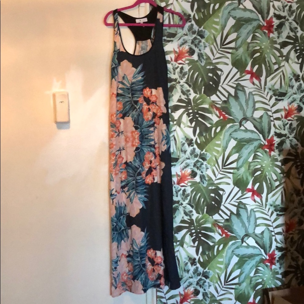 CORY NWT Maxi Dress Racerback w Silk Contrast